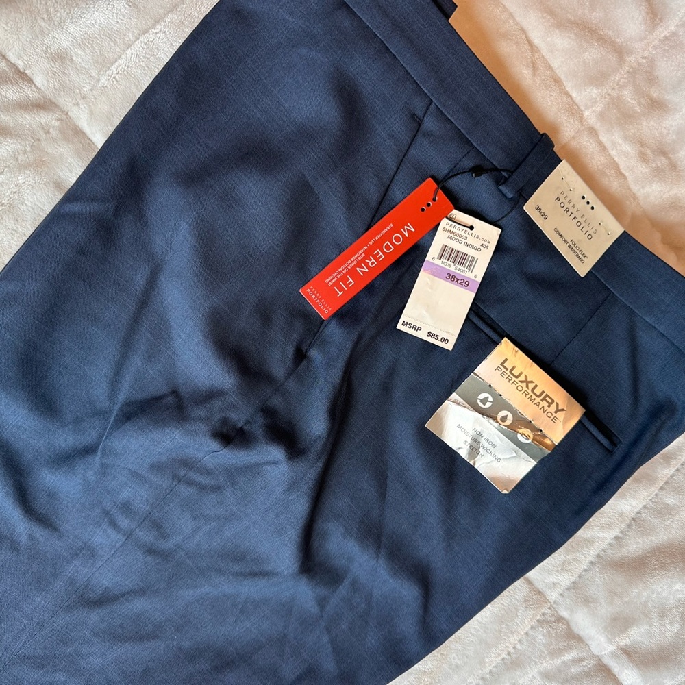 Perry Ellis Portfolio Charcoal and Blue Trousers - Picture 5 of 7